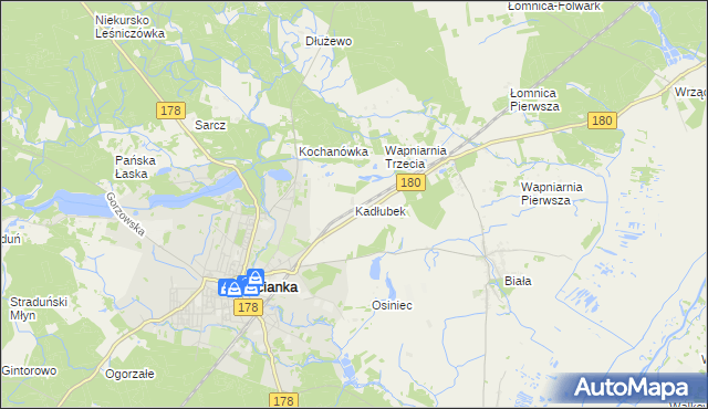 mapa Kadłubek gmina Trzcianka, Kadłubek gmina Trzcianka na mapie Targeo