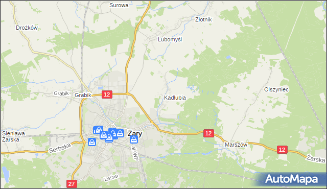 mapa Kadłubia, Kadłubia na mapie Targeo