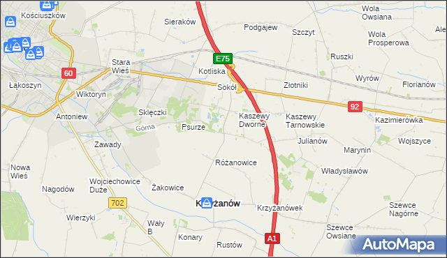 mapa Kaszewy-Spójnia, Kaszewy-Spójnia na mapie Targeo
