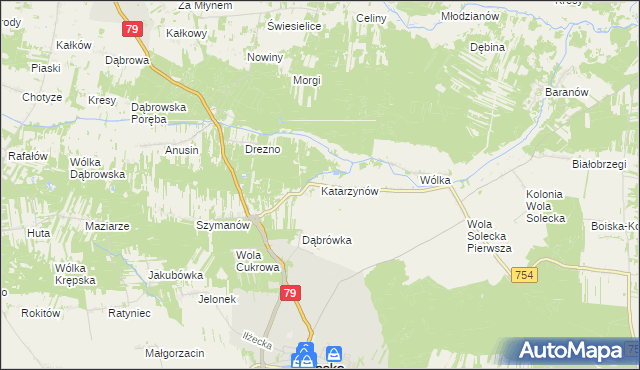 mapa Katarzynów gmina Lipsko, Katarzynów gmina Lipsko na mapie Targeo