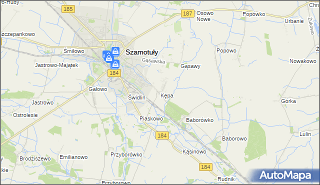 mapa Kępa gmina Szamotuły, Kępa gmina Szamotuły na mapie Targeo