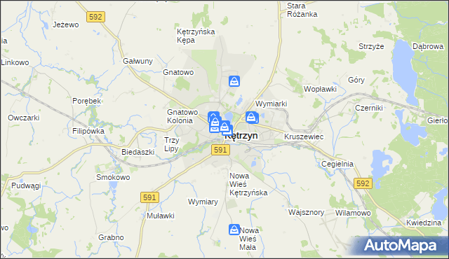 mapa Kętrzyn, Kętrzyn na mapie Targeo