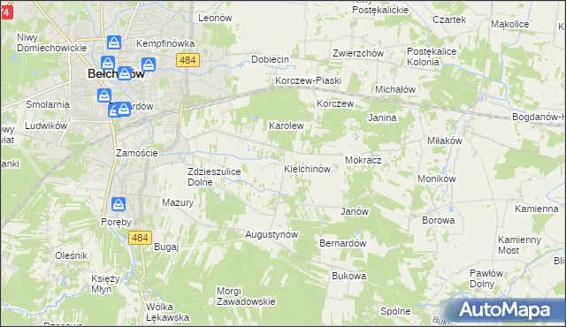 mapa Kielchinów, Kielchinów na mapie Targeo