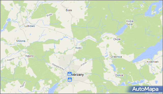 mapa Kielno gmina Dobrzany, Kielno gmina Dobrzany na mapie Targeo