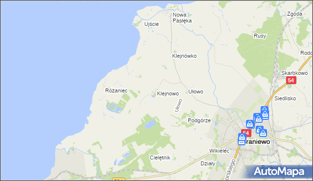 mapa Klejnowo, Klejnowo na mapie Targeo