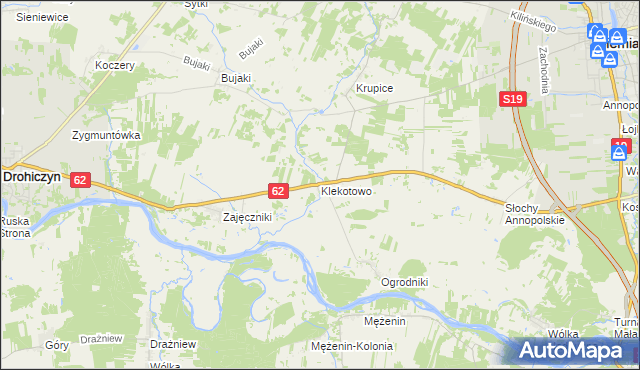 mapa Klekotowo gmina Siemiatycze, Klekotowo gmina Siemiatycze na mapie Targeo