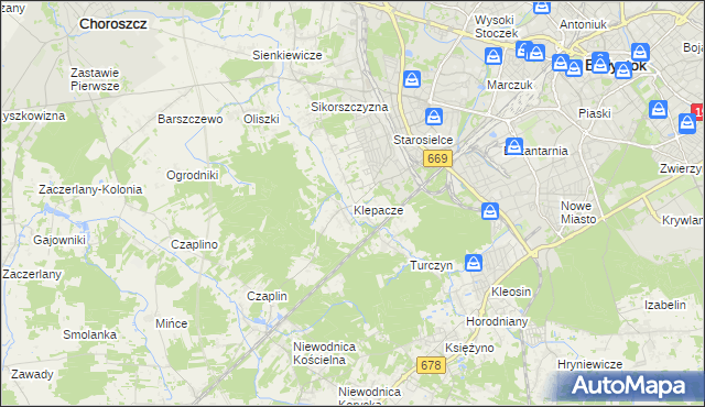 mapa Klepacze gmina Choroszcz, Klepacze gmina Choroszcz na mapie Targeo