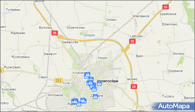 mapa Kłopot gmina Inowrocław, Kłopot gmina Inowrocław na mapie Targeo