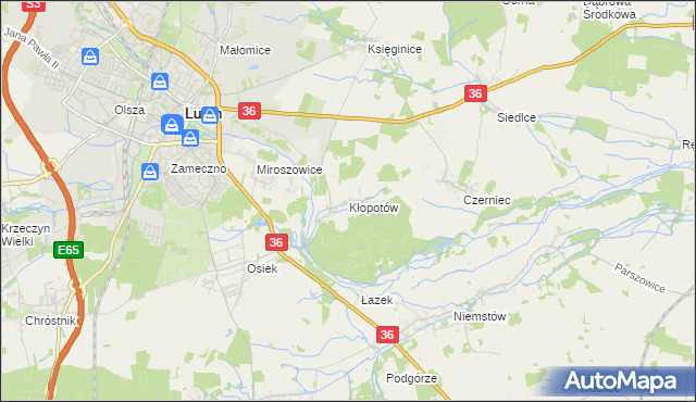 mapa Kłopotów gmina Lubin, Kłopotów gmina Lubin na mapie Targeo
