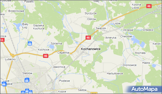 mapa Kochanowice, Kochanowice na mapie Targeo