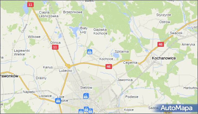 mapa Kochcice, Kochcice na mapie Targeo