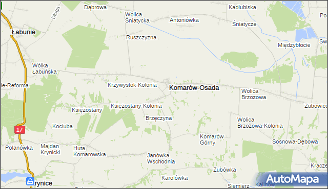 mapa Komarów Dolny, Komarów Dolny na mapie Targeo
