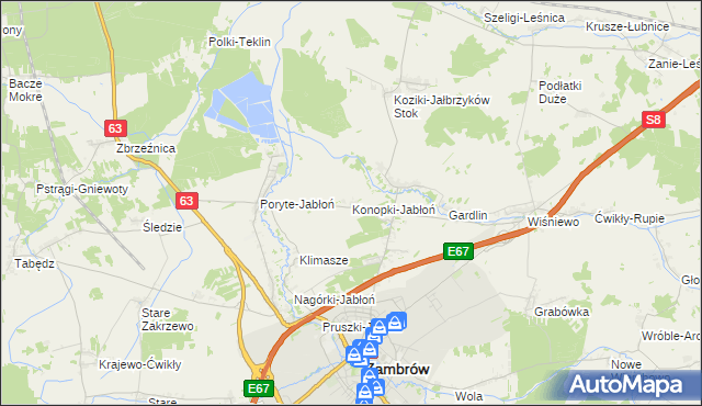 mapa Konopki-Jabłoń, Konopki-Jabłoń na mapie Targeo