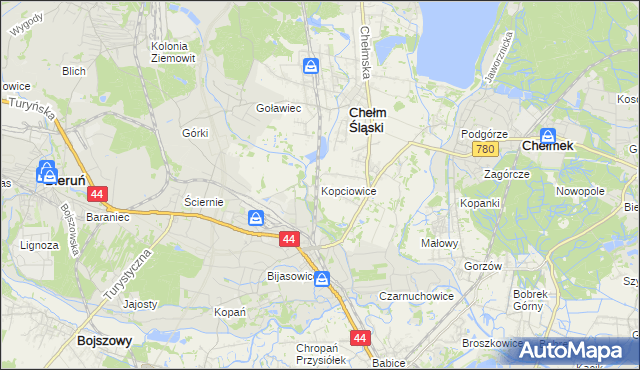 mapa Kopciowice, Kopciowice na mapie Targeo