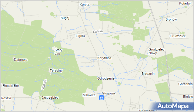 mapa Korytnica gmina Raszków, Korytnica gmina Raszków na mapie Targeo
