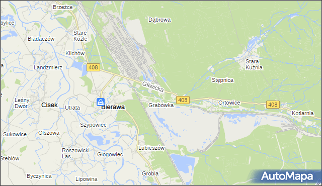 mapa Korzonek gmina Bierawa, Korzonek gmina Bierawa na mapie Targeo
