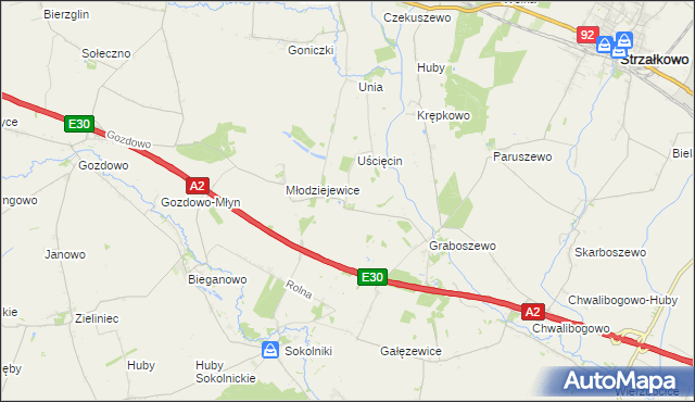 mapa Kościanki gmina Strzałkowo, Kościanki gmina Strzałkowo na mapie Targeo