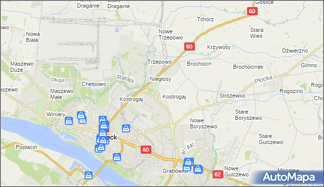 mapa Kostrogaj, Kostrogaj na mapie Targeo