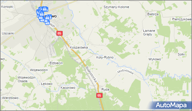 mapa Koty-Rybno, Koty-Rybno na mapie Targeo