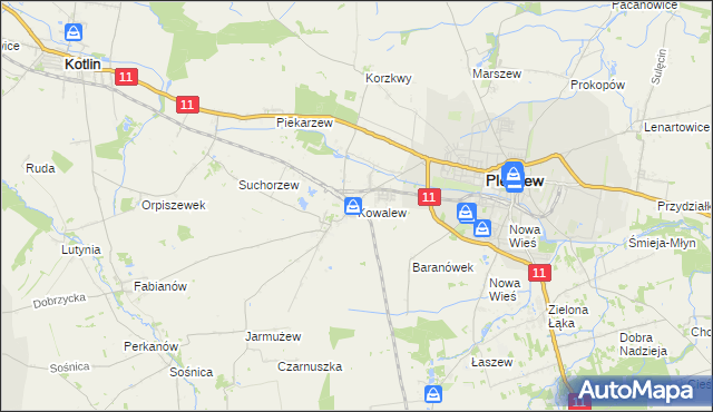 mapa Kowalew gmina Pleszew, Kowalew gmina Pleszew na mapie Targeo