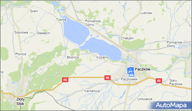 mapa Kozielno, Kozielno na mapie Targeo