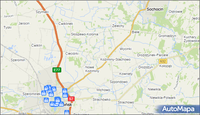 mapa Koziminy-Stachowo, Koziminy-Stachowo na mapie Targeo