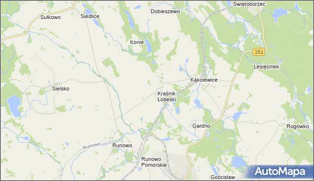 mapa Kraśnik Łobeski, Kraśnik Łobeski na mapie Targeo