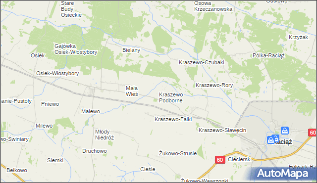 mapa Kraszewo Podborne, Kraszewo Podborne na mapie Targeo