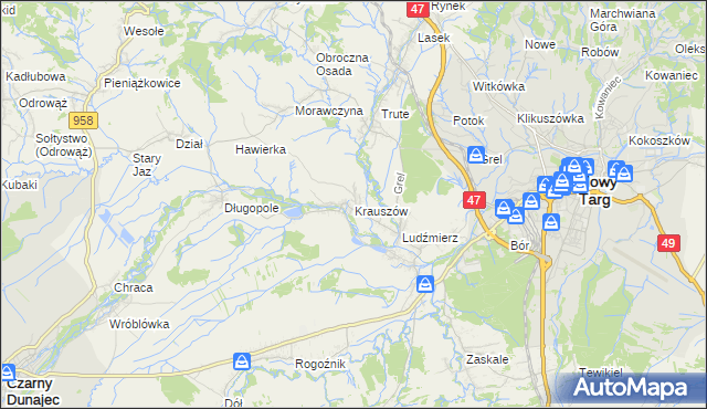 mapa Krauszów, Krauszów na mapie Targeo