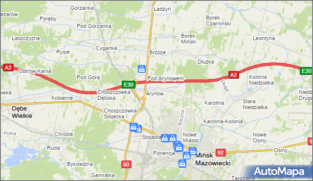mapa Królewiec gmina Mińsk Mazowiecki, Królewiec gmina Mińsk Mazowiecki na mapie Targeo