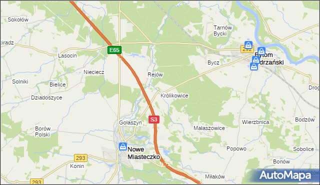 mapa Królikowice gmina Bytom Odrzański, Królikowice gmina Bytom Odrzański na mapie Targeo
