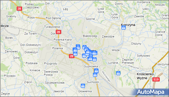 mapa Krosna, Krosno na mapie Targeo