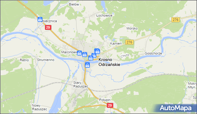 mapa Krosno Odrzańskie, Krosno Odrzańskie na mapie Targeo