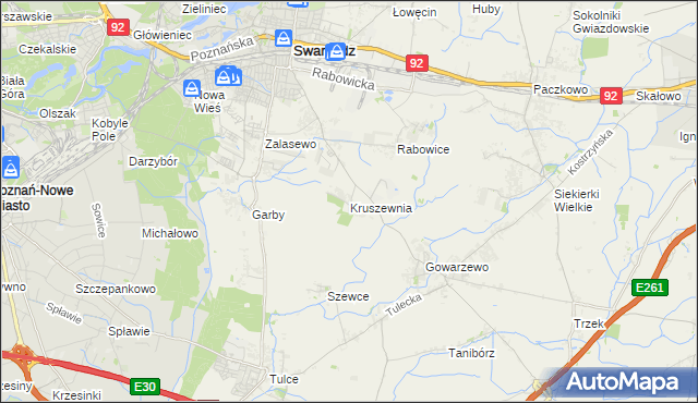mapa Kruszewnia gmina Swarzędz, Kruszewnia gmina Swarzędz na mapie Targeo