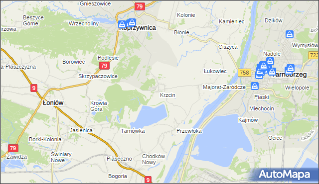 mapa Krzcin, Krzcin na mapie Targeo