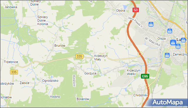 mapa Krzeczyn Mały, Krzeczyn Mały na mapie Targeo