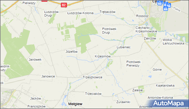 mapa Krzesimów, Krzesimów na mapie Targeo