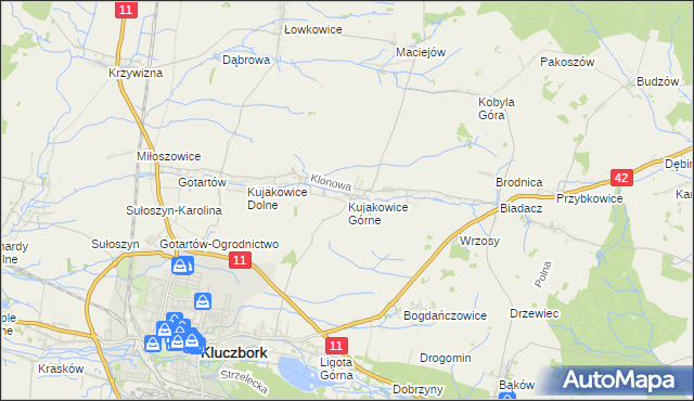 mapa Kujakowice Górne, Kujakowice Górne na mapie Targeo