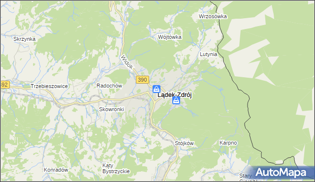 mapa Lądek-Zdrój, Lądek-Zdrój na mapie Targeo