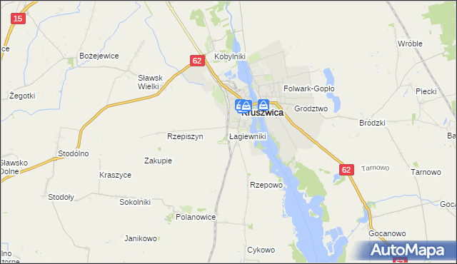 mapa Łagiewniki gmina Kruszwica, Łagiewniki gmina Kruszwica na mapie Targeo