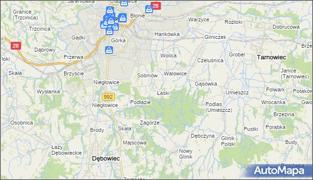 mapa Łaski gmina Jasło, Łaski gmina Jasło na mapie Targeo