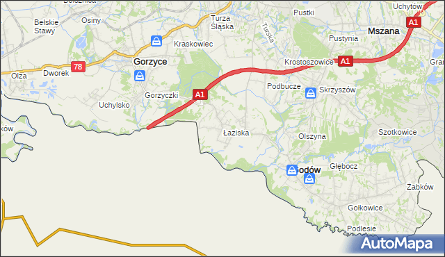 mapa Łaziska gmina Godów, Łaziska gmina Godów na mapie Targeo