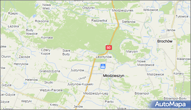 mapa Leontynów, Leontynów na mapie Targeo