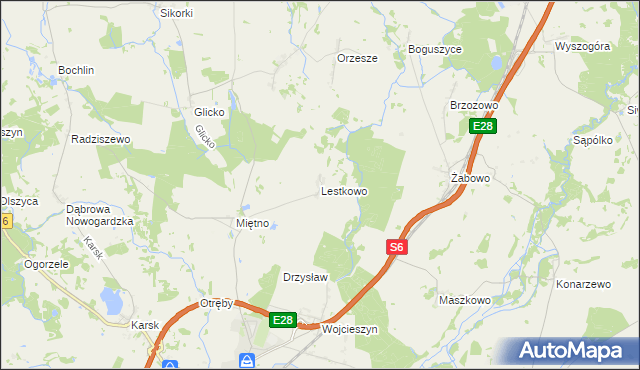 mapa Lestkowo, Lestkowo na mapie Targeo