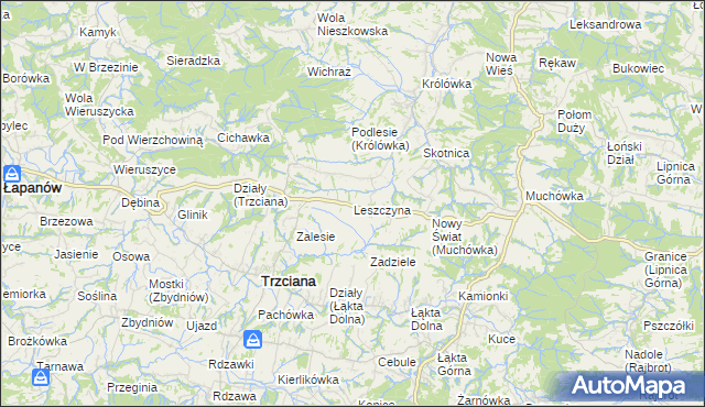 mapa Leszczyna gmina Trzciana, Leszczyna gmina Trzciana na mapie Targeo