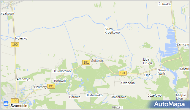 mapa Lipia Góra gmina Szamocin, Lipia Góra gmina Szamocin na mapie Targeo
