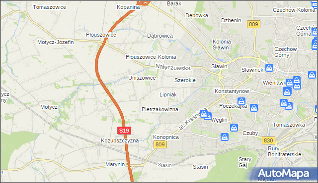 mapa Lipniak gmina Konopnica, Lipniak gmina Konopnica na mapie Targeo