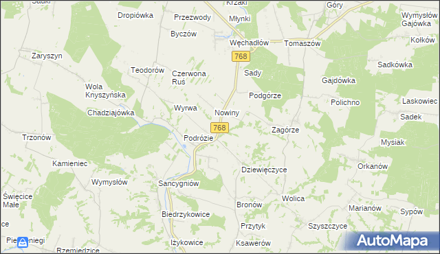 mapa Lipówka gmina Działoszyce, Lipówka gmina Działoszyce na mapie Targeo