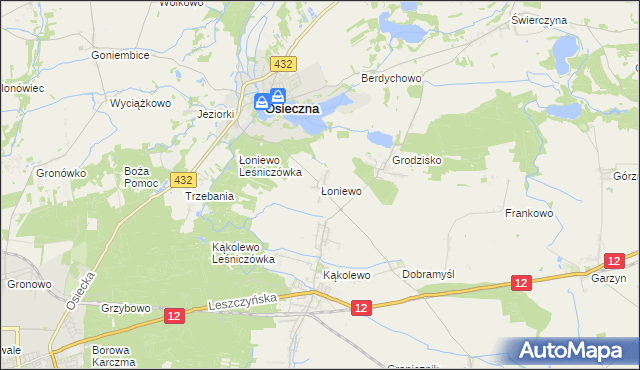 mapa Łoniewo gmina Osieczna, Łoniewo gmina Osieczna na mapie Targeo