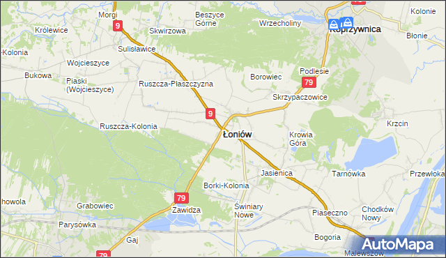 mapa Łoniów, Łoniów na mapie Targeo